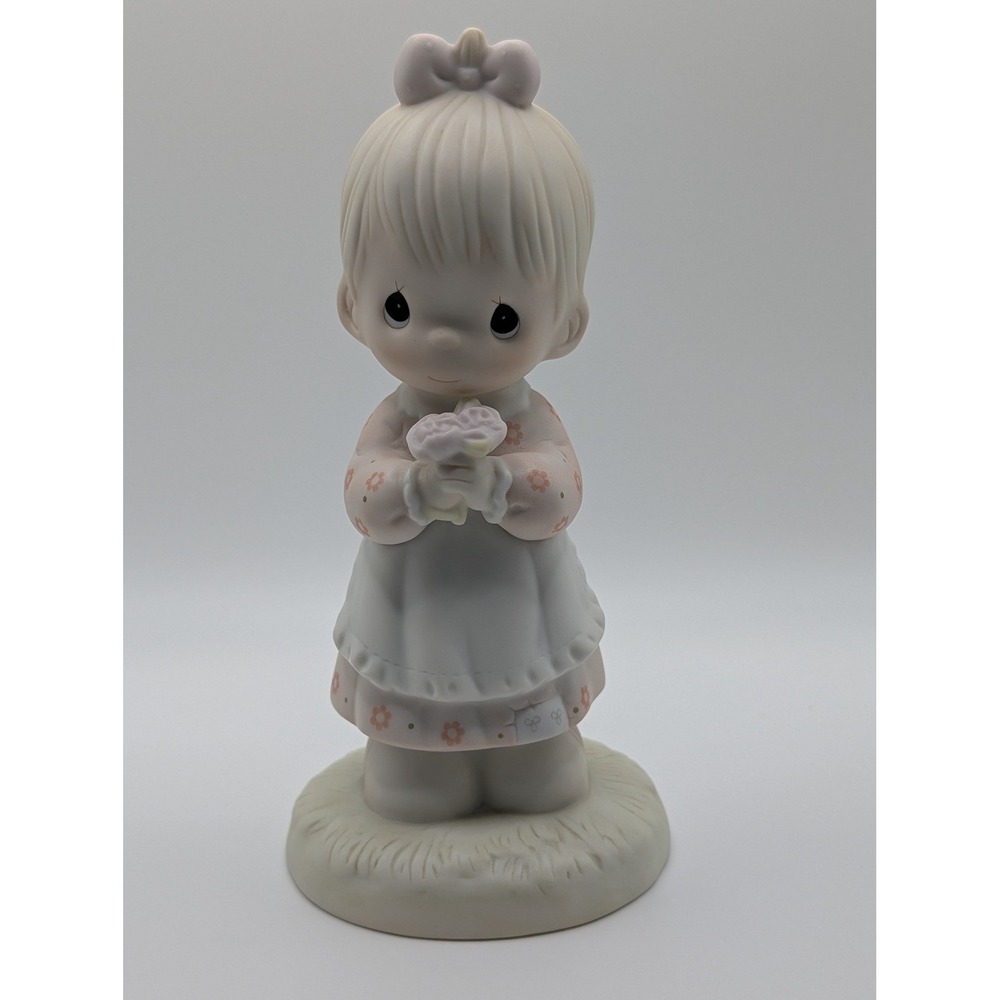 Precious Moments Mommy I Love You Girl with Flowers Porcelain Figurine 100196